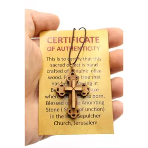 3 pc Necklace Cross Souvenir Jerusalem Olive Wood crucifix Pendant Bethlehem Hand Made