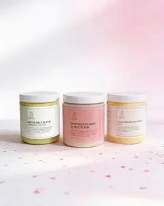 Spring Glow Trio 8 oz All-Natural Body Scrub Gift Set Coconut Citrus Lemongrass Eucalyptus Energy Rush Scrubs for Sensitive Skin