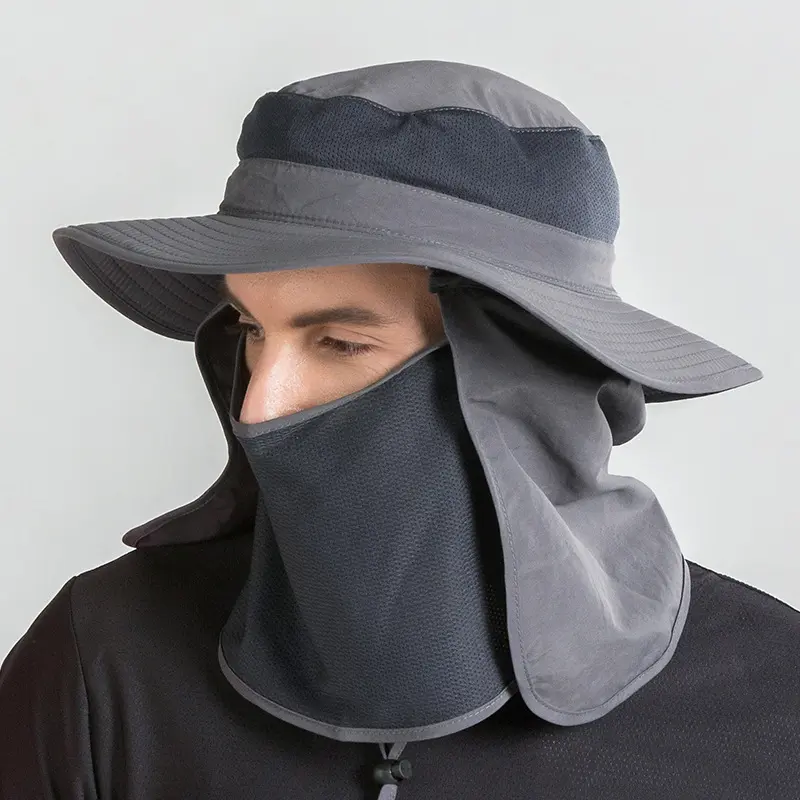 Outdoor spring and summer sun protection hat UV protection breathable big edge shading protective bucket hat mountaineering cycling fishing hat shiesty mask