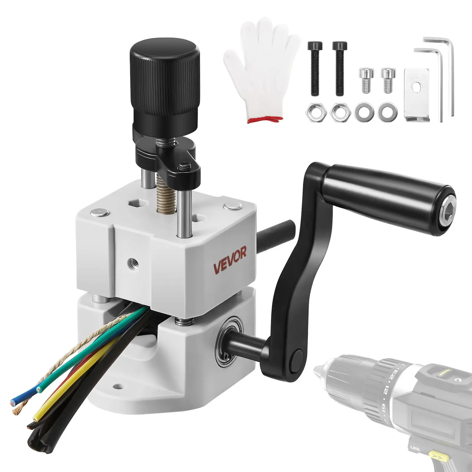 【DealsForYouDays】VEVOR Manual Wire Stripping Machine Hardware, 0.06-1 in, Portable Copper Stripper with Hand Crank or Drill Power, 64Mn Quenched Blades, 45# Steel Rollers, ABS & PC Wire Peeler, for Scrap Copper Recycling