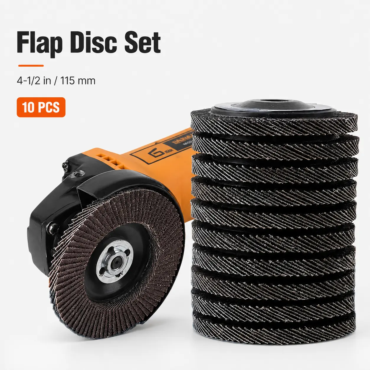 4-1/2" Ceramic Alumina Flap Disc Set, 10PCS Rubber Backed Abrasive Grinding Discs, 60/80/120 Grit Angle Grinder Wheels with 7/8" Arbor for Metal Grinding, Rust Removal & Surface Finishing