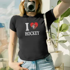 I Heart Hockey - Heated Rivalry Baby Tee, Hollander & Rozanov LGBT Love Shirt, Romance Movie Fan Gift, Booktok Bookish Reader Lover Cute Y2k Clothes Aesthetic Top Gift for Girl Women Daughter Her
