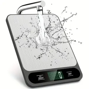 Household electronic food scales, Kitchen food scale, High accuracy (0.01g), Use 2 AAA batteries, a variety of units freely switched, LCD display, metal stainless steel surface, waterproof and dustproof, suitable for home baking and cooking