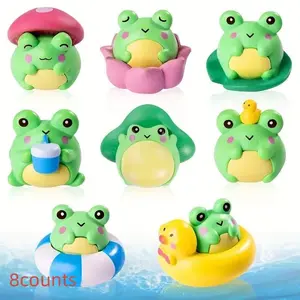 8 Piece Small Frog Resin Figurines, DIY Decorative Accessories, Desktop Ornament, Car Interior Decoration, Micro Landscape Accessory