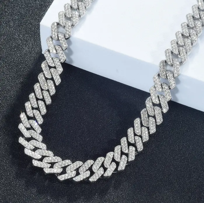 Mens Cuban Link Chain Gold Silver Plated Bling Miami Cuban Necklace Diamond Chain for Men 12MM Iced Out Hip Hop Jewelry 18-24inch