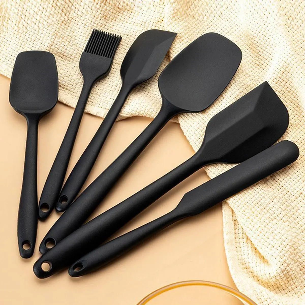 Silicone Baking Spatula Set, 6 Counts/set Non-stick Heat Resistant Baking Tool Set, Nonstick Baking Tool, Kitchen Baking Utensils, Baking Accessories, Baking Supplies for Cake Cream, Home Baking Supplies, Kitchenware, Silicone Spatulas