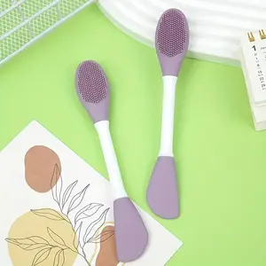 1pc/4pcs, Double Head Mask Brush, Silicone Face Wash Brush, Mud Film Special Scraper Applicator, Facial Cleansing Brush, Cleaning Tool