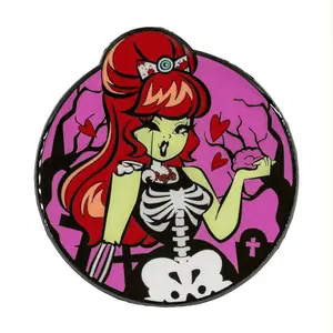 Zombie Girl Moon Glow Enamel Pin