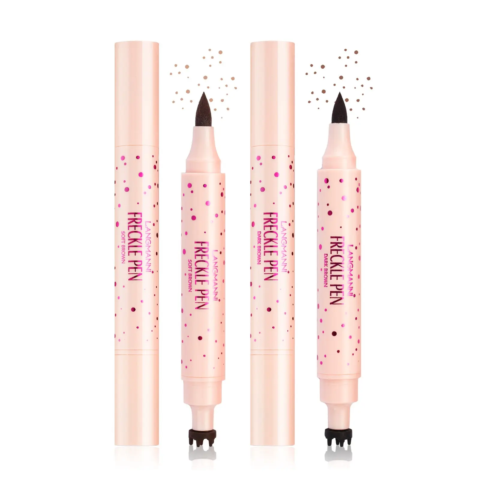 Langmanni Dual-Ended Freckle Pen, Double Tip, Cosmetic, Natural Look Freckles Makeup, Corrects Small Facial Flaws, Facial Imperfections, Flawless, Polished Appearance, Easy Atmosphere Makeup Application