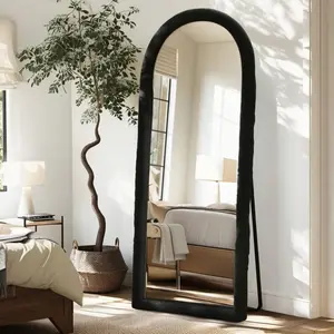 Fluffy full length mirror cover universal ultra soft nonslip cover free standing mirror cover 64x21 full body mirror cover warm home decor for living room bedroom cloakroomblack