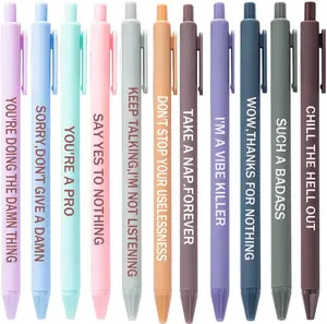 Funny Pens Set for Adults, Swear Word Daily Ballpoint Pen, Premium Novelty Pens Set Days of The Week Pens Dirty Cuss Word Pens for Each Day Funny Office Gifts for Coworkers (J)