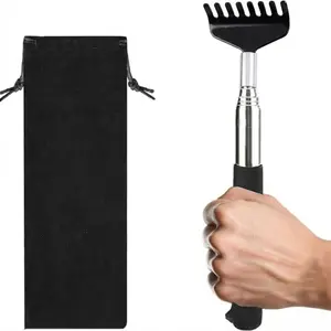 Ergonomic Back Scratcher with Extendable Stainless Steel Handle, Seven-Prong Massager, Soft Cloth Bag, Durable Personal Care Tool