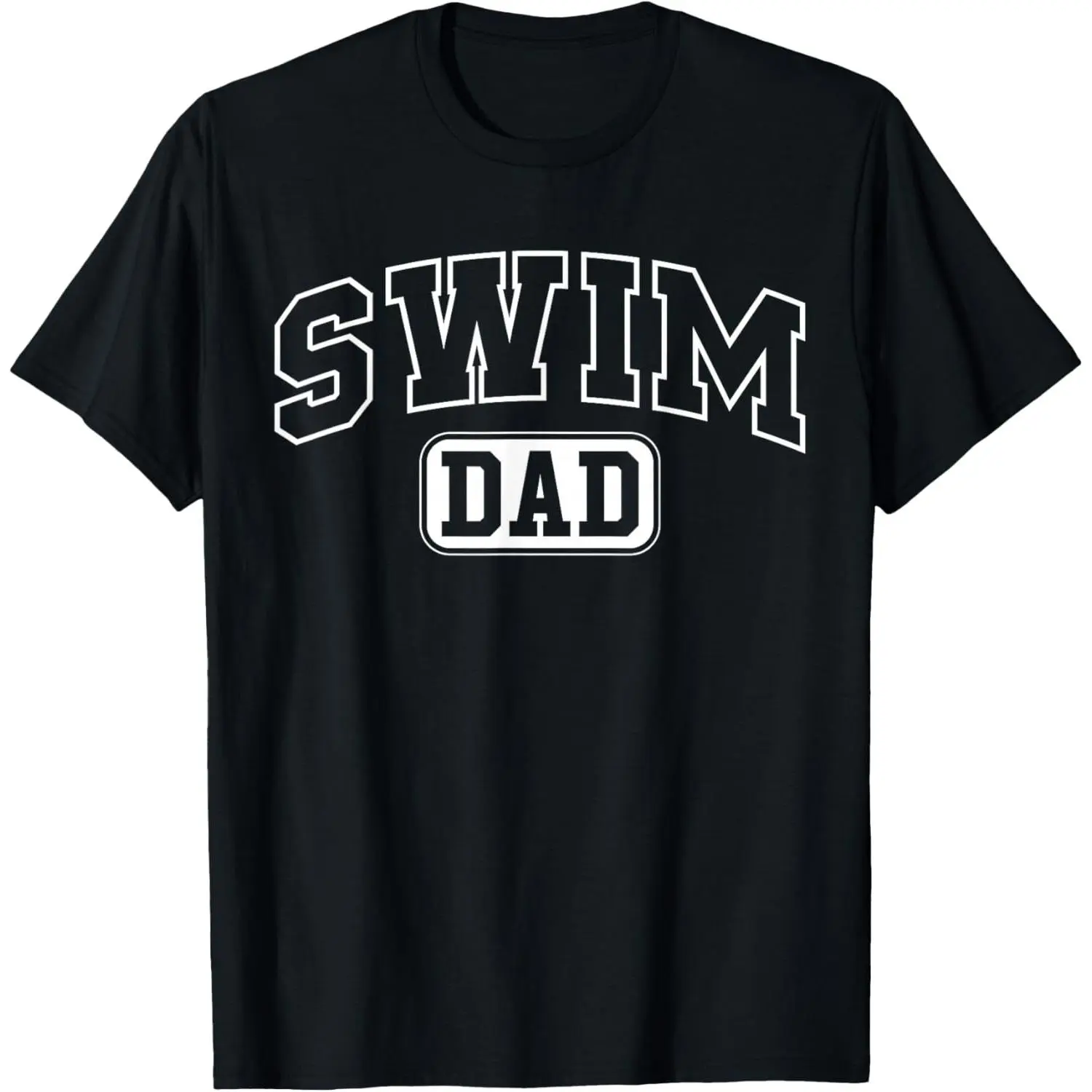 Swim Dad Funny Athletic Lettering Fathers Day Coach Swimmer T-Shirt Pure Cotton Graphic Tees Menswear Top: Gifts for Men & Women