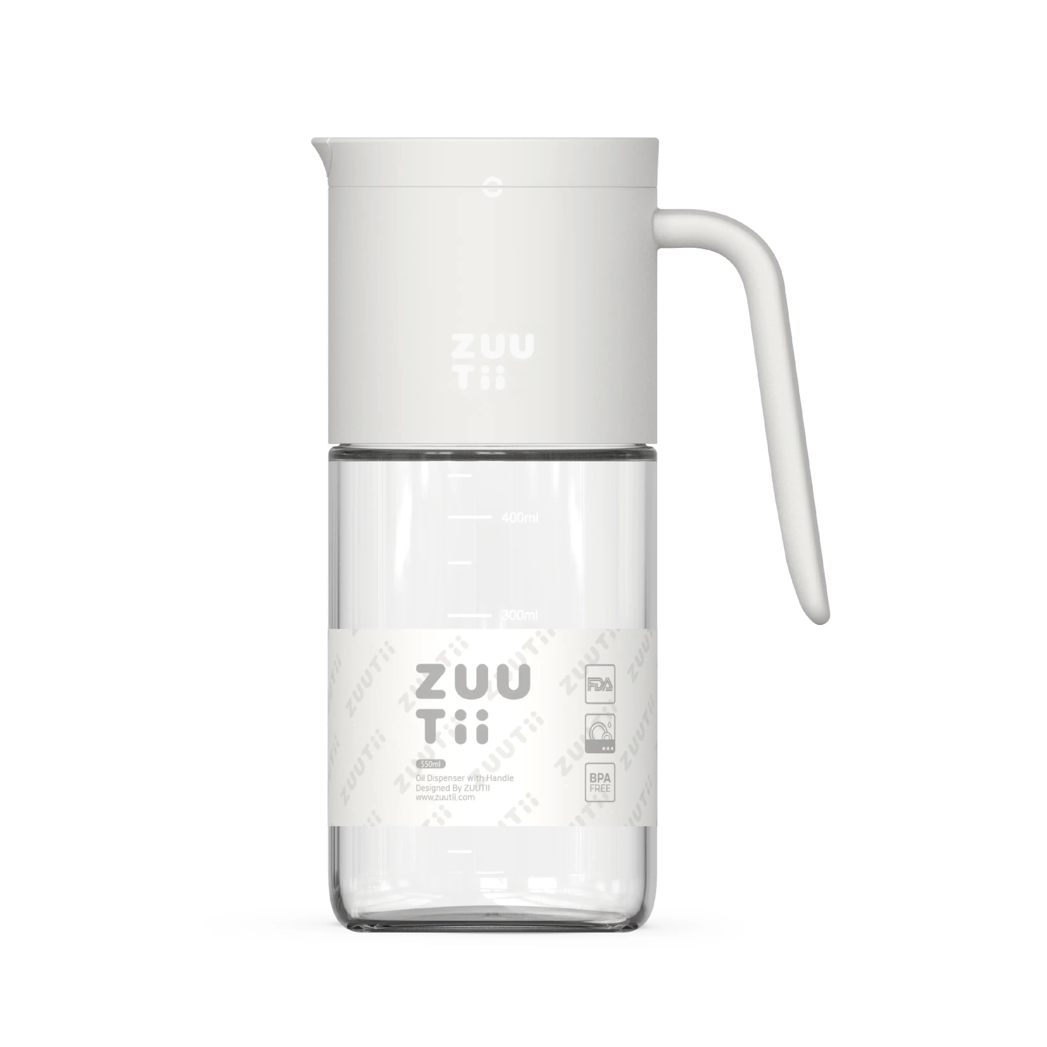Zuutii Olive Oil Dispenser Bottle 18.6oz – Auto Flip Glass Vinegar Bottle with No-Drip Spout for Kitchen Cooking, Oil and Sauce Dispenser, Light Cream