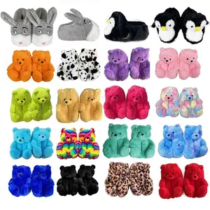 Women's Cotton Fleece Indoor Slippers Bear Design Fluffy Cozy Fit Multiple Colors All Sizes Comfortable Footwear