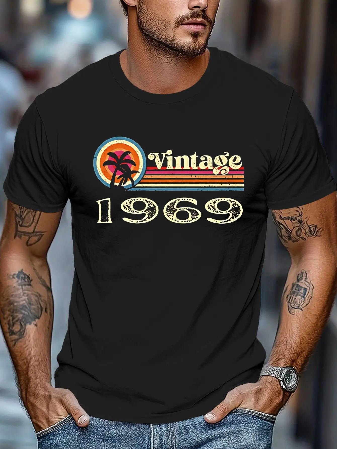 VINTAGE 1969 Men'S Short Sleeve T-Shirt Summer T-Shirt Top