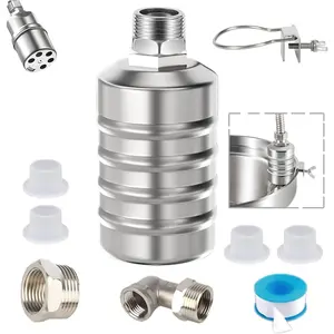 Auto Water Level Control Float Valve 1/2" 3/4" - 304 Stainless Steel, No Pump Needed for Water Tanks, Fish Ponds, Livestock Troughs, Hydroponics, Pool(1 Pack Short)