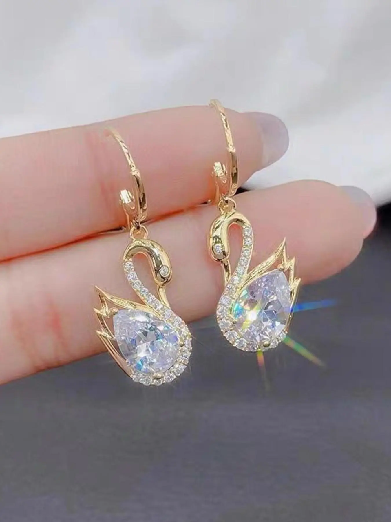 Swan Design Dangle Earrings, Dangling Earrings, High Quality Earrings, Stylish Fashionable Jewelry for Women, Trendy All-match & Exquisite Jewelry for Birthday Gift, Trendy Fashionable Accessories