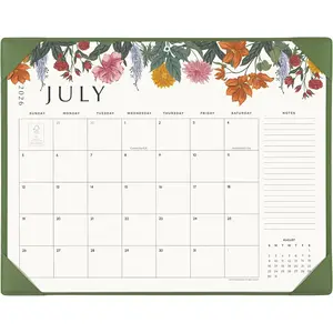 Desk Calendar 2026 with Desktop Mat,  Large Desk Pad Calendar 22 x 17 Inch Runs From July 2026 to December 2027, Classic Floral Design Calendar 2026 for  School and Office (Green)