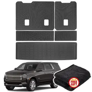 Canvcle Cargo Liner for 2015-2020 Chevrolet Tahoe Trunk Mat with Backrest Mat All Weather Non-Slip TPE Material Rear Trunk Liner Black