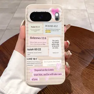 Rounded Edge Phone Case for Google Pixel 10 9 8 7 Pro A XL Divine Love Verses Pattern Pocket-Friendly Shockproof Liquid Silicone Protective Soft Smartphone Casing