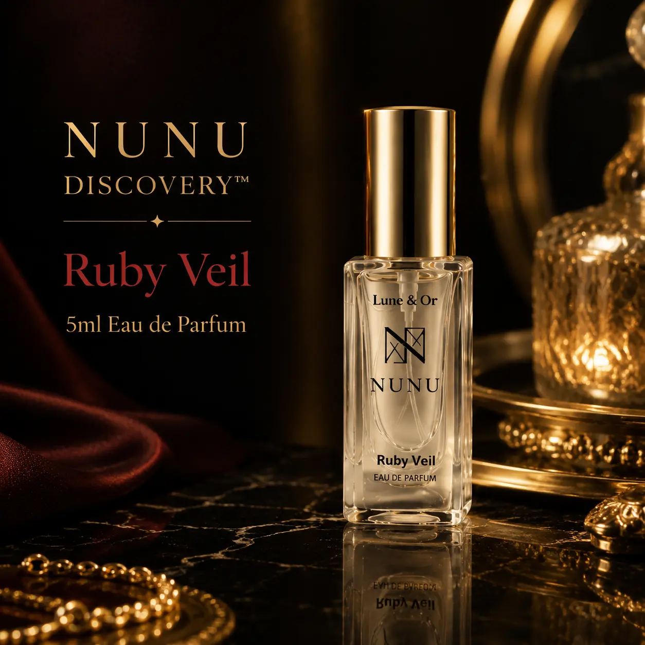 NUNU Discovery Ruby Veil 5ml Eau de Parfum | Long Lasting Women's Perfume | Signature Scent Discovery Size