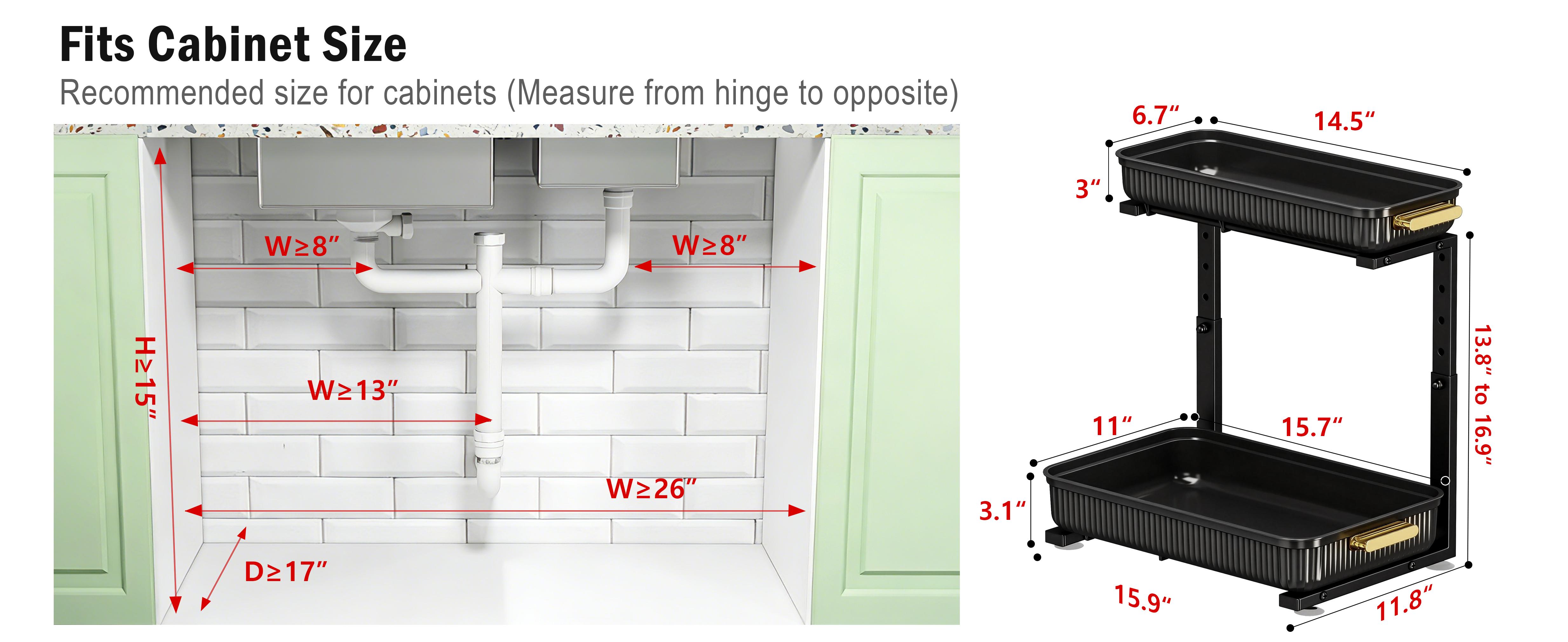 2‑Pack Ultimate Under‑Sink Storage Organizer Maximize Space & Declutter Your Kitchen | Black & Clear