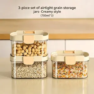 3-Piece Food Storage Containers with Sealed Lids, Durable Plastic Jars for Yogurt, Chia Seeds, Pudding, Snacks, Grains, Spices