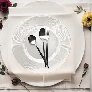 JIT 10 pcs  Clear Charger Plates,Round acrylic Reef Plate Chargers for Dinner Plates,Christmas Wedding,Party Elegant Decoration Place mats 13inch/33cm