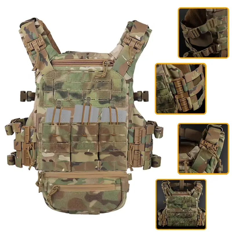 AQzxdc Tactical K19 Plate Carrier Set with Triple Magazine Pouch & Multifunctional Underbelly Pouch, Suitable