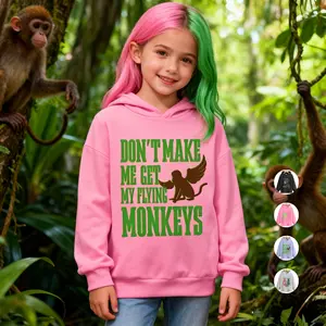 Wizard of OZ Wicked Witch Get My Flying Monkeys Hoodie For Kid Pink Green Girls Sweatshirt