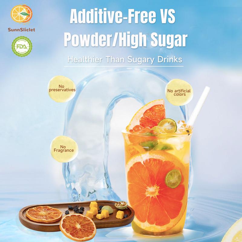 SunnSliclet BOGO 2.0 Version Quadruple VC Grapefruit Kumquat Passion Fruit Cocktail Tea 1 Cartons (1 carton 240g 20g×12packs) Caffeine Free Grapefruit Kumquat Tea With Freeze Dried Lemon Passion Fruit And Kumquat