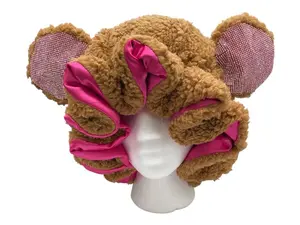 Rhinestones Bear Bonnet - Sleeping Hair Bonnet in Satin, Animal Bonnet for Winter, Perfect for Sleeping, Winter Hat