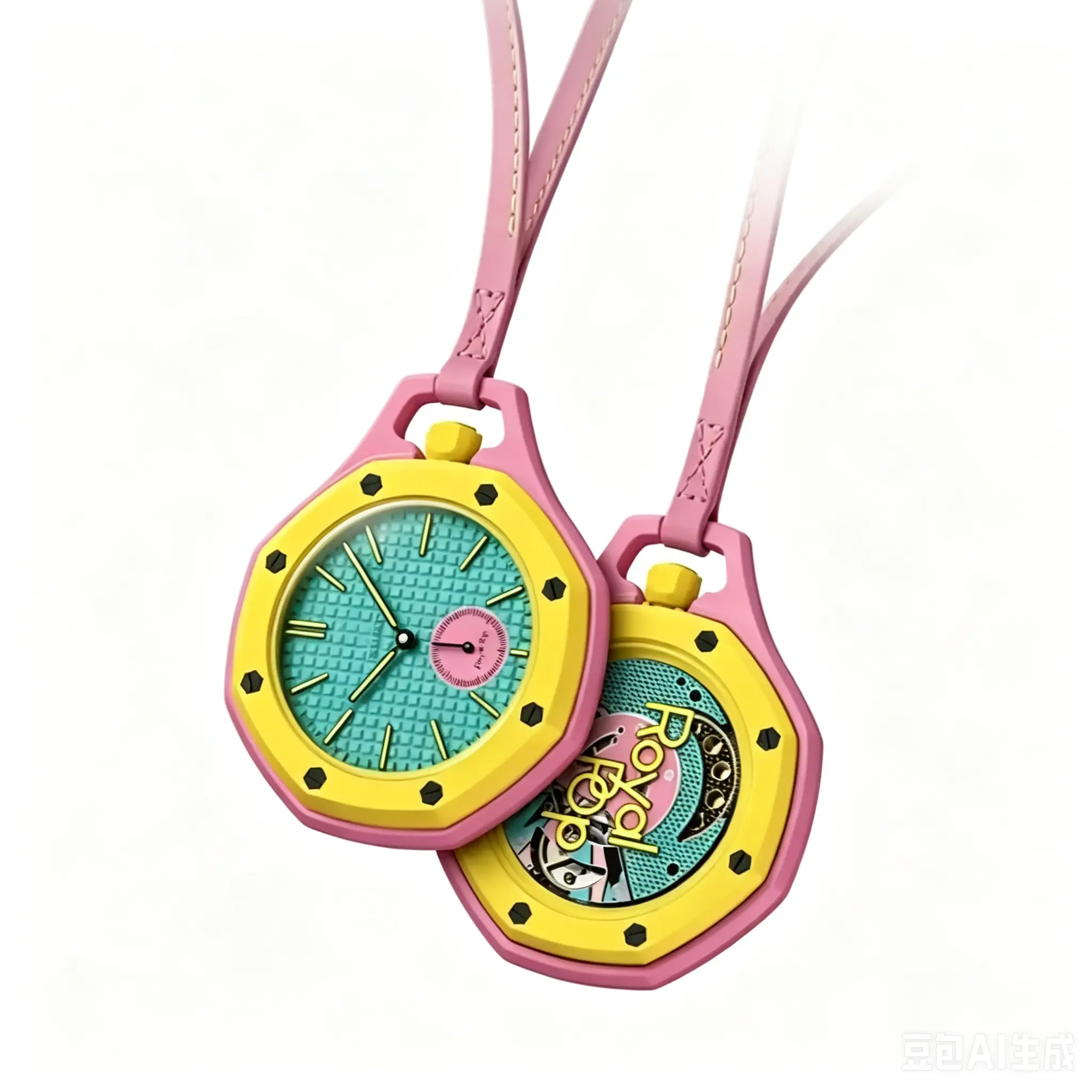Pastel Royal Pop Pocket Watch  Cute Octagonal Pendant Watch Luxury Collab Accessory
