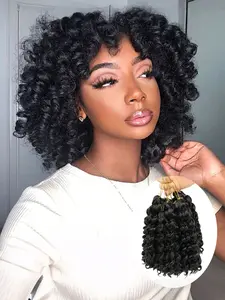 Goddess Bohemian Box Braids Crochet Hair, 8 Inch Curly Ends, 5 Packs Synthetic Braiding Hair Extensions for Women, 8inch, 1b