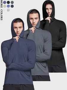 3PCS Men's Premium Sun Protection Hooded Jacket | Full Zip Up Lightweight Breathable Quick Dry 4-Way Stretch UPF 50+  Stretchy Mesh Fabric UV Protection Thumb Loops for Running Hiking Fishing Travel#SummerVibes