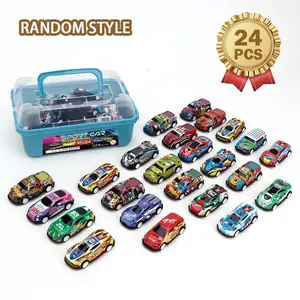 Random Color and Style Pull Back Car Toy with Storage Box, 24/36/52pcs Mini Car Toy, Diecast Cars, Fun Racing Car Toy, Ideal Birthday Gift, Diecast Metal Car