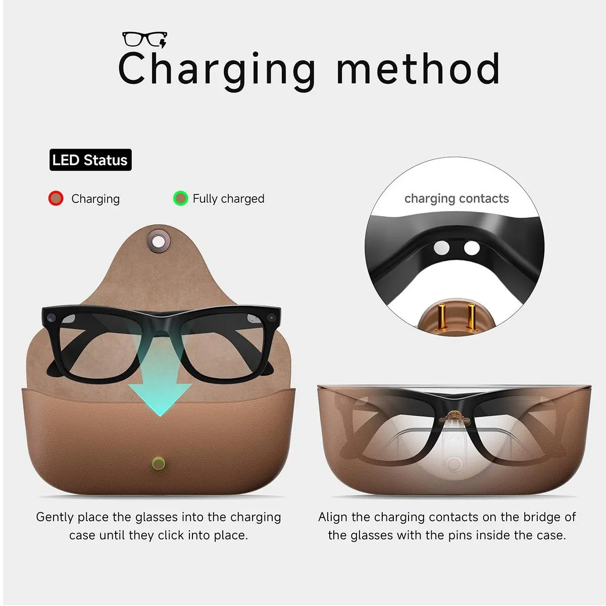 Mt5 Ultra Ai Smart Glasses with 8mp HD Camera and Real-Time Translation, Bluetooth-compatible Calling, 300mah Battery in Leather Charging Case for Travel and Daily Use