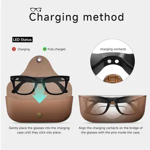 Mt5 Ultra Ai Smart Glasses with 8mp HD Camera and Real-Time Translation, Bluetooth-compatible Calling, 300mah Battery in Leather Charging Case for Travel and Daily Use