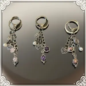 Elegant Handmade Silver Purse Charm with Lobster Claw Clasp, Detachable Key Ring, Available in Rose Quartz, Amethyst & Rhodonite. fashionable car keychain keychains
