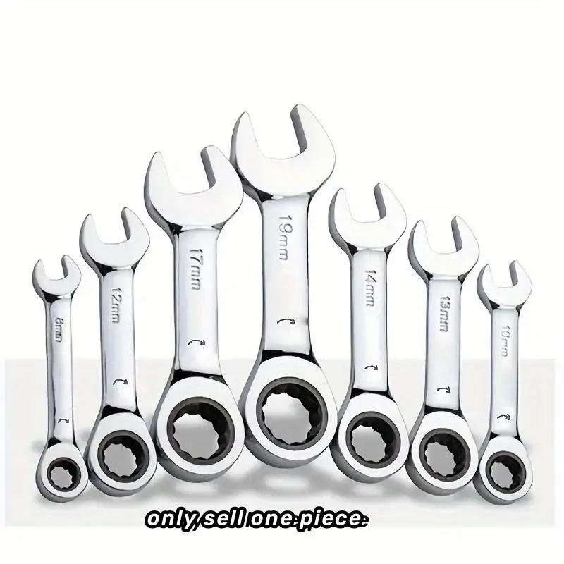 Ratcheting Short Handle Ratchet Wrench, Mini Open End Wrench, Two-way Labor-saving Car Repair Wrench Tool