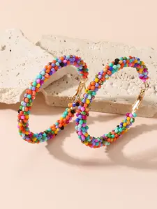 Women's Boho Style Colorful Beaded Earrings Set, Perfect for Daily Wear & Parties, Random Colors, Ideal Gift Idea, Boho Style Jewelry