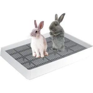 Litter Box Trainer Tray, Bunny Potty  Litter Box for Cage,Rectangular Rabbits Litter Pan Pet Toilet with Grid for  Guinea Pig Rat Chinchilla Hedgehog Hamster