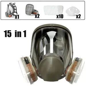 15 in 1 Full Face Respirator Gas Mask, Vapor Respirator with Particulate Filter, Ideal for Painting, Welding, Polishing, Chemical Handling