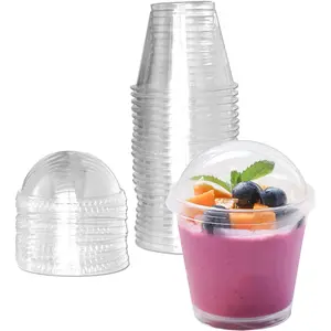 Clear Plastic Cups with Lids,6oz-25 Sets Mini Parfait Cups with No Holes Dome Lids,Parfait Cups with Lids, Disposable Party Cups for Fruit/Ice Cream/Cupcake/Iced Cold Drinks
