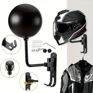 Motorcycle Helmet Holder Swivel 180° Wall Shelf, Helmet and Jacket Hanger, Metal Hook, Metal Shelves, Perfect Gift for Motorcyclists