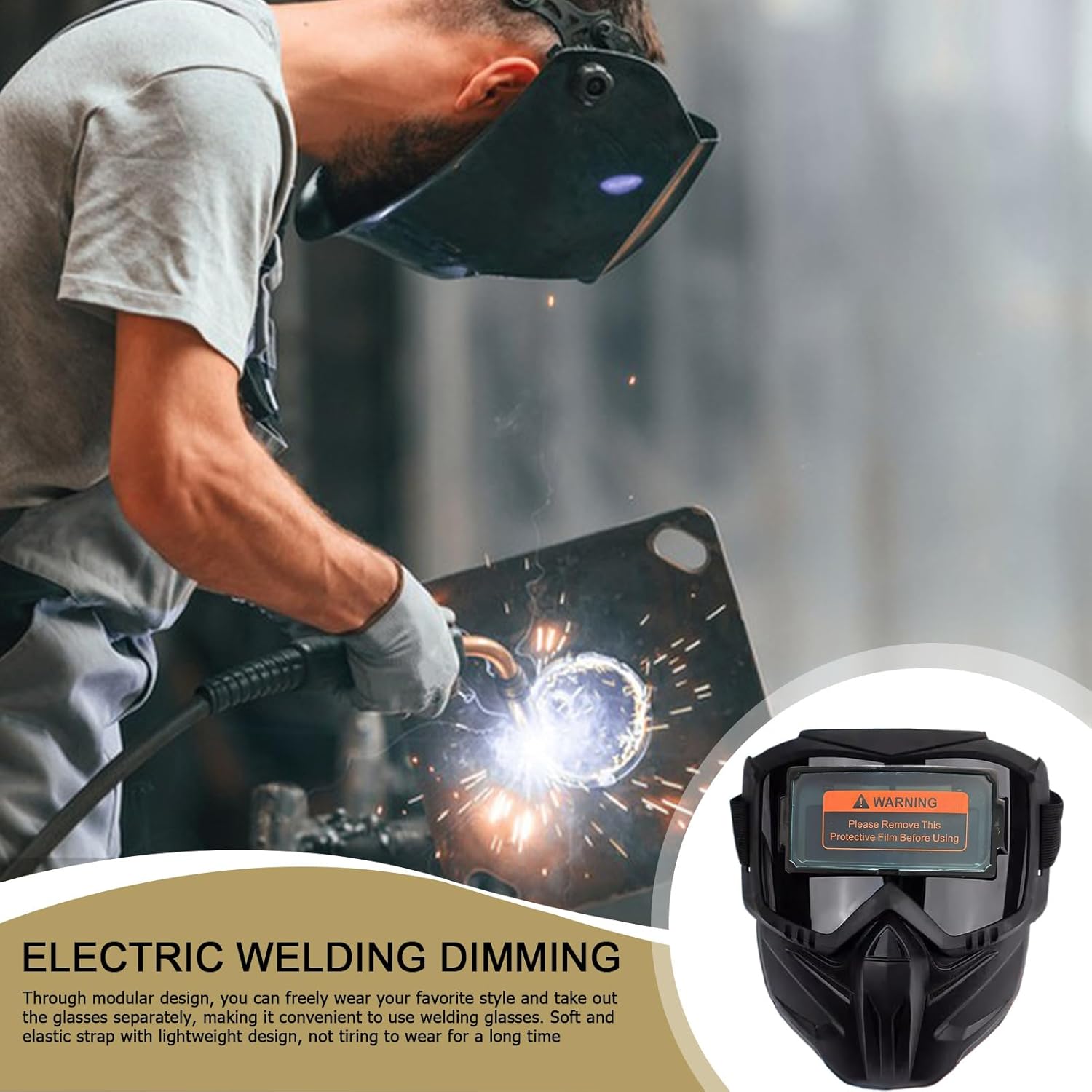 Welding Face Auto Darkening, Anti Fog Lightweight Headgear Face Shield, Protective Face Shield for TIG MIG Plasma Cutting Grinding – Eye Protection Welding Helmet for Professionals & Beginners, Durable Comfortable Full Face Safety Gear for Workshop Use detail 4