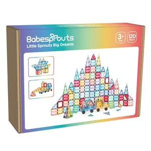 STEM Magnetic Building Tiles for Kids - Sensory Toys for Boys and Girls Aged 3+, Brain Development Preschool Kindergarten Toddler Toys