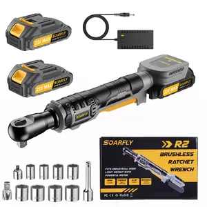 SOARFLY 3/8" Cordless Ratchet Wrench | 135Nm Torque, 250RPM, 2×21V Batteries, 8 Sockets, Adapters & Extension Bar