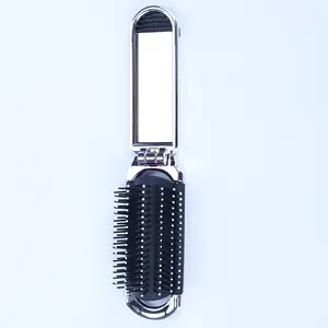 Foldable Mirror with Comb, 1 Piece Portable Cushion Massage Comb for Men and Women, Compact Travel Hair Brush for Daily Use